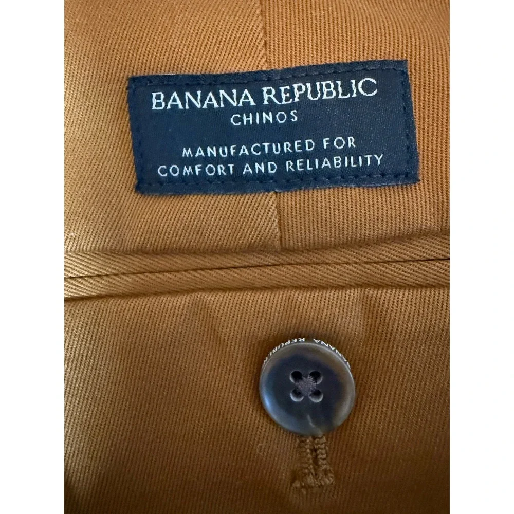 Banana Republic Mason Athletic Tapered Fit Chino Pants Nutmeg Brown Mens 34x29*
